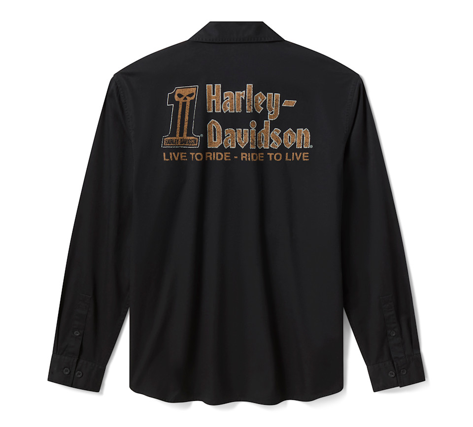 HARLEY DAVIDSON SHIRT-WOVEN,BLACK