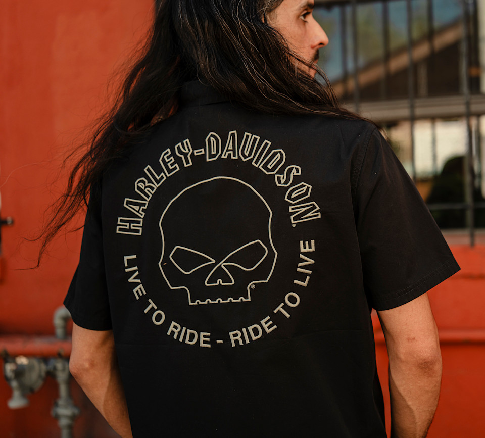 HARLEY DAVIDSON SHIRT-WOVEN,BLACK