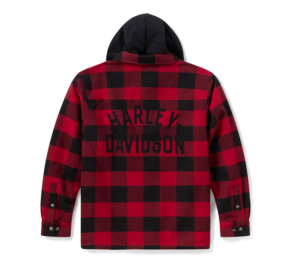 HARLEY DAVIDSON SHIRT JACKET-WOVEN,DARK RED/BLACK PLAID