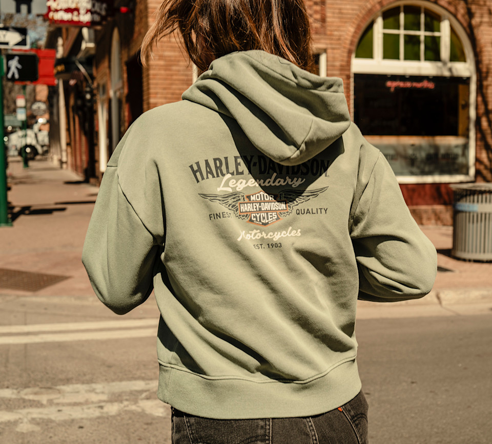 HARLEY DAVIDSON HOODIE-KNIT,LIGHT GREEN