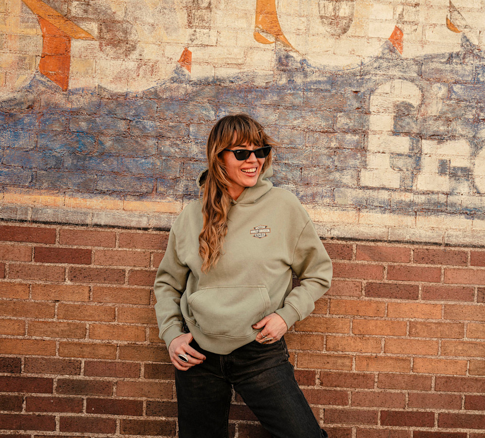 HARLEY DAVIDSON HOODIE-KNIT,LIGHT GREEN