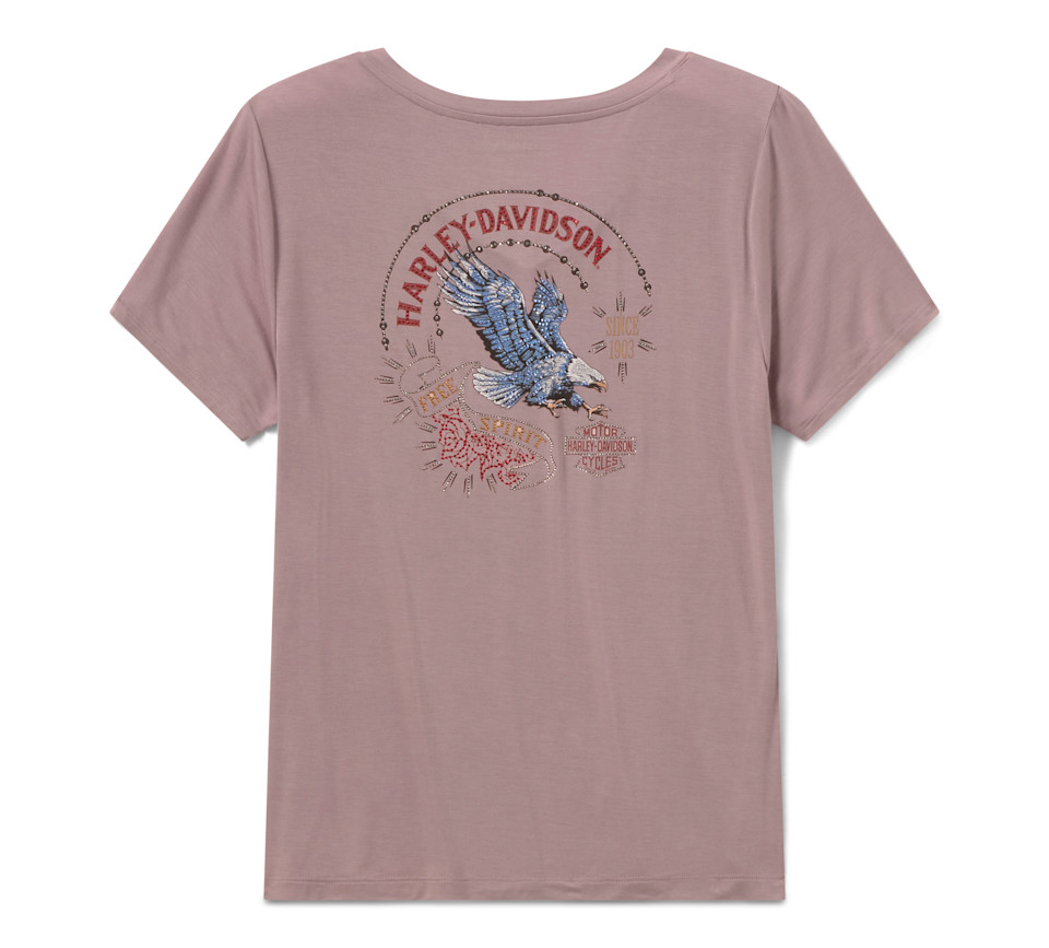 HARLEY DAVIDSON TEE-KNIT,LIGHT PINK