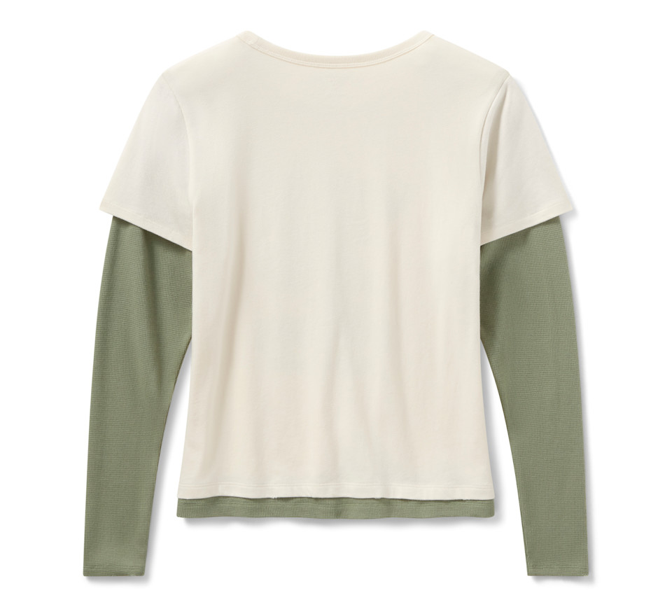HARLEY DAVIDSON TOP-KNIT,OFF WHITE/LIGHT GREEN