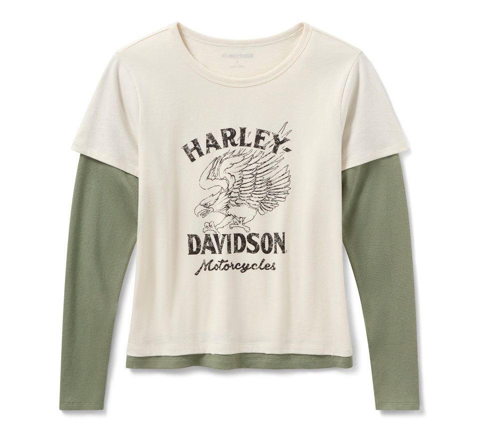 HARLEY DAVIDSON TOP-KNIT,OFF WHITE/LIGHT GREEN