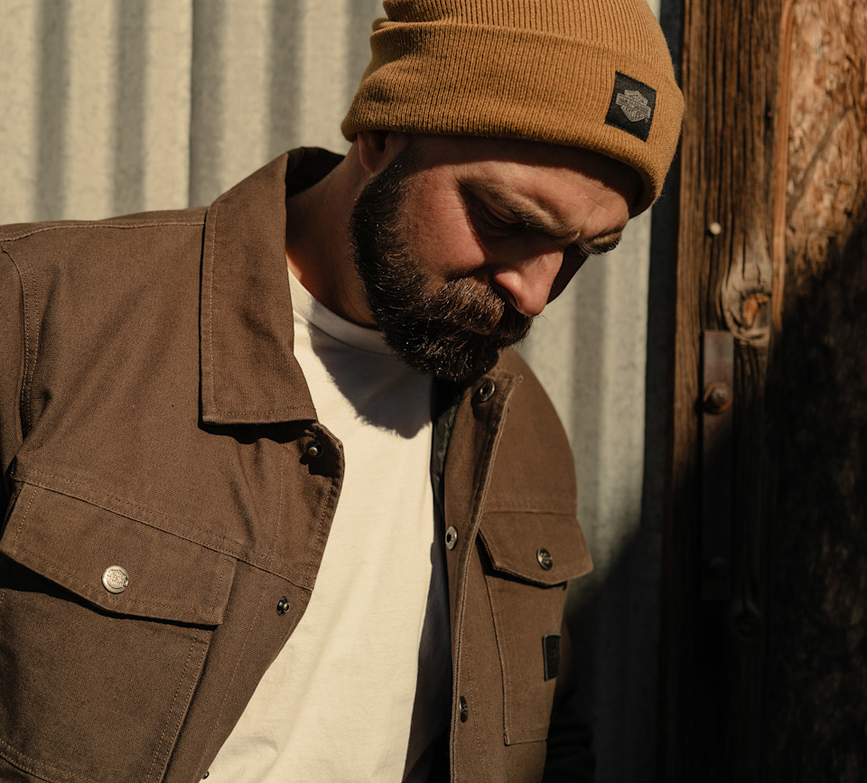 HARLEY DAVIDSON BEANIE-KNIT,TAN