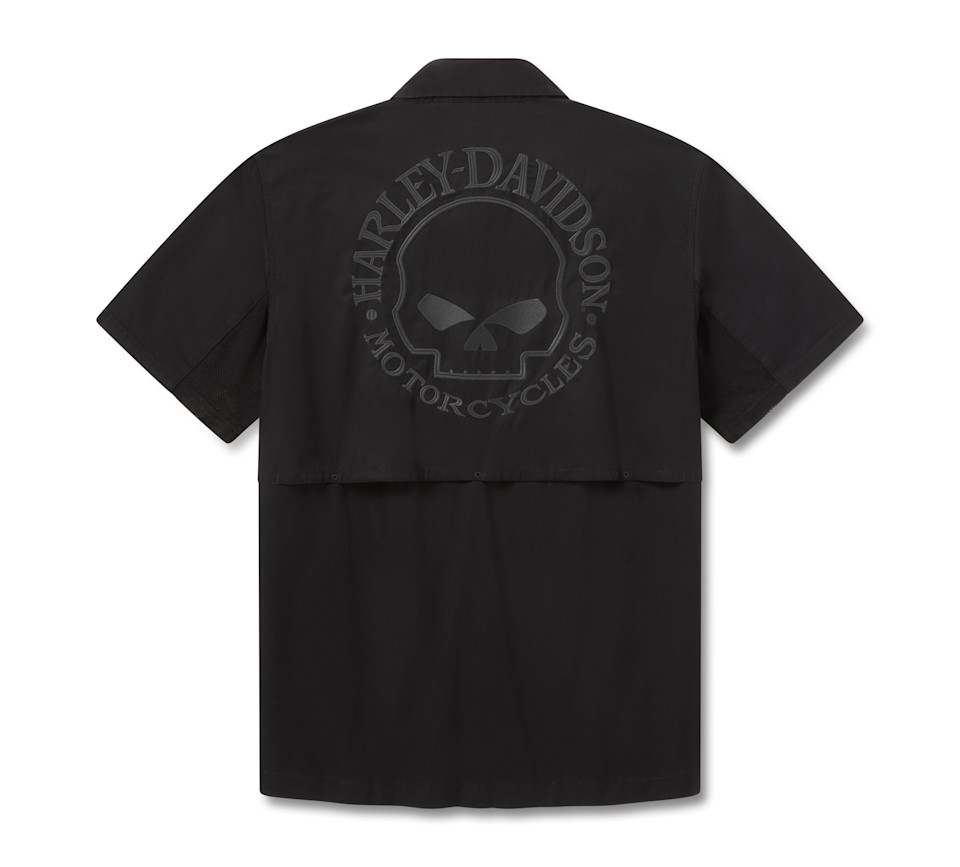 HARLEY DAVIDSON SHIRT-WOVEN,BLACK/DARK GREY HEATHER